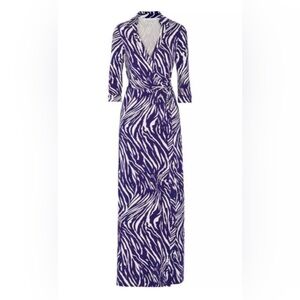 DVF Diane von Furstenberg ABIGAIL Zebra Indigo White Wrap Maxi Dress
